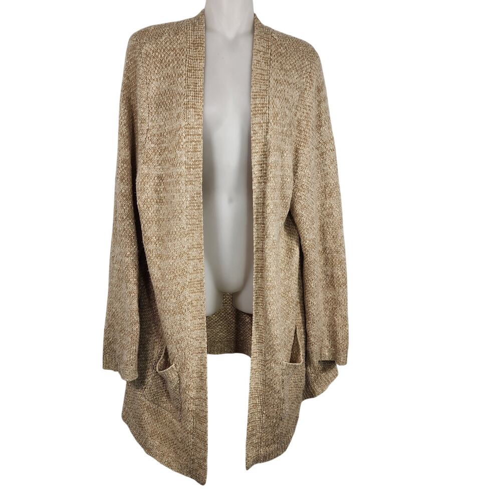 Torrid Cardigan Sweater Open Front Knit Long Duster Beige 2X Pockets Minimalist